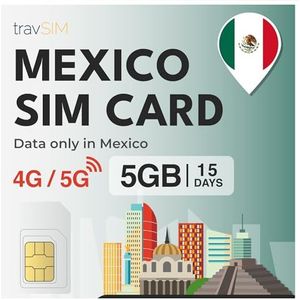 travSIM Mexico SIMkaart | 15 dagen - 5GB data SIM | 5G/4G high-speed data | onbeperkte internettoegang voor Google, Facebook, WhatsApp, Instagram en meer