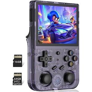 Handheld gameconsole Ingebouwde 4452 games met 64G-kaart, Dual OS Android 11 + Linux Ondersteunt 5G WiFi 4.2 Bluetooth Online vechten, streaming en HDMI (Size : Purple)