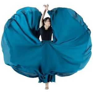Flamencorok for vrouwen, 720 graden, volle cirkelvormige swingrok, Spaans danskostuum, volwassen, vloeiende, geplooide gelaagde rok for optredens, Halloweenfeest, rode krijtthema-outfit(Peacock Blue_S