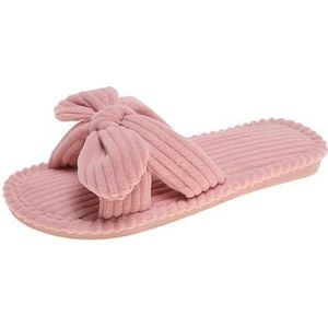 MKLHAVB Stof Thuis Slippers Vrouwen Slippers Warme Slippers Dames Comfortabele Indoor Vloer Slippers Platte Zachte Bont Schoenen Vrouwen 36-41 Indoor Schoenen, roze, 42.5 EU