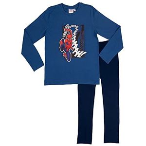 Marvel Spiderman pyjama voor jongens kinderen pyjama set lange mouwen bovendeel met broek blauw, blauw, 110-116