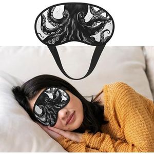 Zacht slaapmasker, comfortabel, verduisterend oogmasker met verstelbare riem, klassieke zwarte octopus oogschaduw cover voor vrouwen mannen diepe rust reizen werk thuis