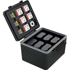 JJC 2IN1 Geheugenkaart Case & Camera Batterij Case, Voor 6x Camera Batterijen Grootte ≤ 2.4x1.5x0.9 inch, Aangepast