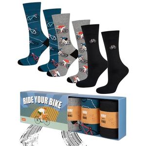 soxo Sport Sokken Heren Cadeau Voor Mannen Happy Socks Men Geschenkdoosjes Kleurrijke Herensokken 40-45 Bike 3 Paar