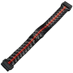 Snelle roestvrijstalen band geschikt for Garmin horloge Fenix ​​5/5X/5XPlus/6/6X/6XPro/7x 26mm 22mm titanium kleur metalen band geschikt for Forerunner 945(Black red,22mm)