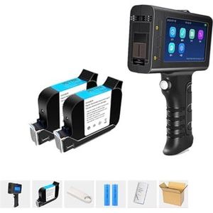 Draagbare inkjetprinter 12.7mm Label Printer Smart Handheld Inkjet Printer Qr Bar Lot Code Logo Codering Machine for Glas (Color : Printer with 2 Ink, Size : 1)