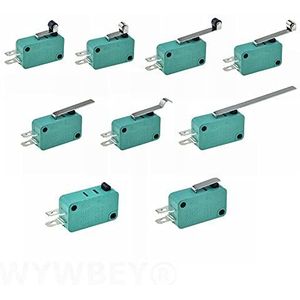 SFOCQVISH End-microschakelaar 16 A 250 V 125 V SPST 4,8 mm pin NO NC normaal open gesloten 16 mm 52 mm hendel met boogwals, aanraakschakelaar, microschakelaar (zonder hendel)