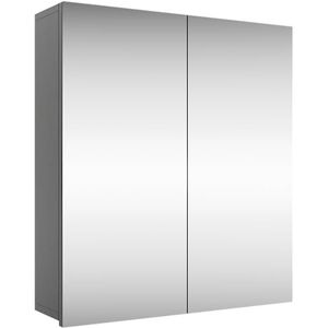 Planetmöbel Merkur Spiegelkast voor badkamer, 60 cm breed, hangende badkamerkast met spiegel, antraciet, spiegelkast, gastentoilet, 60 x 67 x 16 cm