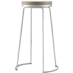 Barkrukken Keukenbarkrukken Met Metalen Poten Armloze Barstoelen PU-gestoffeerde Eetkamerstoel Met Voetsteunen Barkrukken Set Van 2 (Color : White, Size : Sitting Height 65cm)