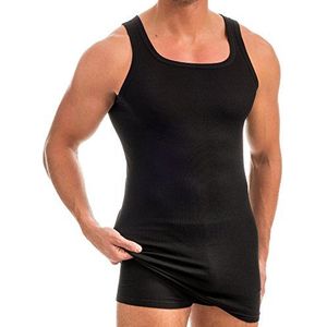 HERMKO 16027 Extra lang heren onderhemd van katoen/modal, Größe Herren:6 (L), Farbe:schwarz