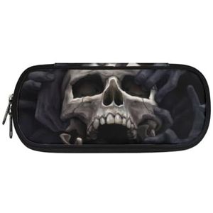 Jeiento Potlood Tas Voor Jongens Bureau Organizer Cool Potlood Doos Pen Maker Potlood Pouch voor Kinderen Mannen Vrouwen Volwassen Tieners School&Kantoor Benodigdheden, Skull Skelet, Schooltas