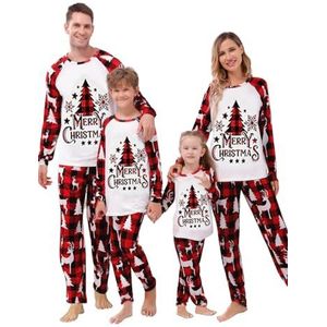 Kerstpyjama - Rood - Merry - Heren Dames Jongens - Tweedelige Outfit - Lange Mouwen