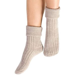 Steven 067 Slaapsokken voor dames, bedsokken, acrylwol, compressie, winter, beige, 35-37, beige