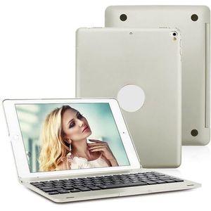 HEUCYL Keyboard Case for iPad 9,7"" 2018 (6e Generatie) 2017 (5e Generatie) iPad Pro 9,7 iPad Air 2 & Air 1 Met 135° Draaibaar Scherm, Afneembare Bluetooth Toetsenbordfolio Harde Hoes,Silver grey