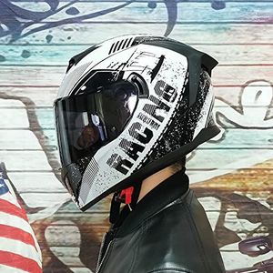 Motorhelm, Motorrijder Integraalhelm Motorfiets Scooter Heren Dames Crash Sport Racen Touring ECE Goedgekeurde Helm F,M=57-58CM(I,S=5556CM)