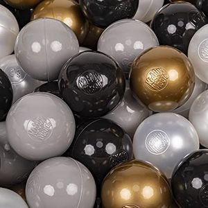 KiddyMoon - Ballenbakballen - Kleurrijk - BPA-vrij - Set van 50 Stuks - Zwart Parel Goud Grijs