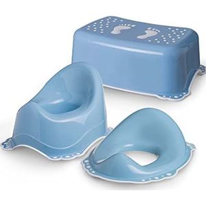 DOCARI 3in1 blauw jongenstoiletset vanaf 1 jaar - bestaat uit potje + krukje + toiletverhoger