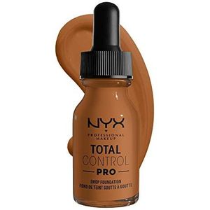 NYX Professional Makeup Total Control Pro Drop Foundation, vloeibare make-up, individuele en opbouwbare dekking, veganistische formule, True to Skin Finish, 13 ml, kleur: amandel