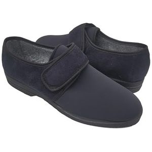 Fly Nature Warme pantoffels voor heren, voor de winter, lamsvel, diabetici, schoenen met klittenbandsluiting, voor mannen en senioren, orthopedische pantoffels, Zwart Low Top, 43 EU