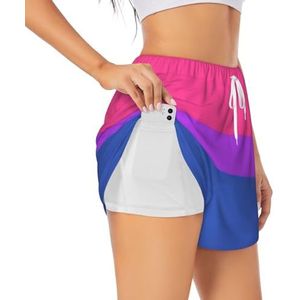 YQxwJL Pride Vlag Print Atletische Hoge Taille Running Shorts voor Vrouwen Sneldrogende Gym Workout Shorts voor Zomer Casual, Wit, L