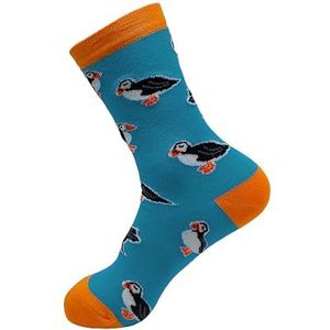 ECO CHIC Milieuvriendelijke bamboesokken, 1 paar, maat 36-41, antibacteriële sokken voor warm en koud weer, papegaaiduiker blauw, 36/41 EU