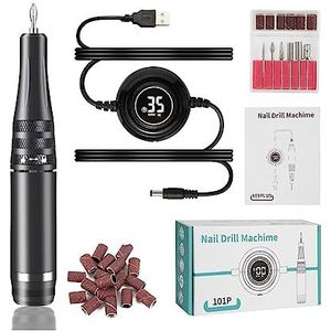 Elektrische nagelboor, 35000 RPM elektrische nagelboor, professionele draagbare elektrische nagelvijl Professioneel for acryl, gelnagels Gemakkelijk te gebruiken, voor acryl- en gellak (Color : 101P