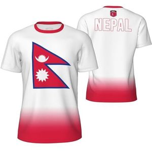 Sport Mesh T-Shirt Nepal Vlag voor Running Bike Voetbal Tennis Voetbal Fitness Tees 3D Gedrukt, Meerkleurig, S