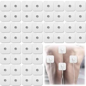 32 Pads TENS Elektrodenpads, Nakoopset Zelfklevende Gelelektrodenpads, 50 X 50mm Apparaten Elektroden Pads, Zelfklevende Voor Sanitas Beurer Tens Machines Tens Pads Met 3,5 Mm Drukknopverbinding