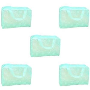 Vrouwen Cosmetica Tas Opslag Make-up Toiletartikelen Organizer Opvouwbare Rits Dragen Make Up Eyeliner Case Pack Groen, 5 Set (Groen), as description, als beschrijving