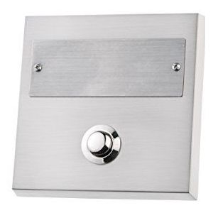 HUBER belplaat, 1-voudig opbouw, rechthoekig, echt metaal, met naamplaatje van roestvrij staal 5. Großes Edelstahl Namensschild