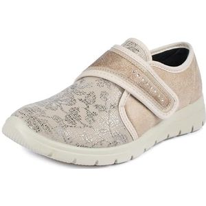 Aerosoft dames klittenband lage schoen stretch 19 wijdte G-H uitneembaar voetbed antislip (beige 24, EU 37)