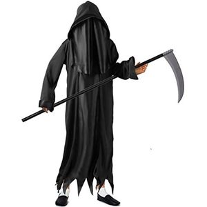 Kids Grim Reaper Kostuum 2-delige set, lange zwarte capuchon en plastic Scythe Weapon - World Book Day, Fancy Dress, Halloween kostuum voor kinderen (medium)