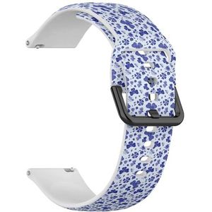 Compatibel met Garmin Forerunner 965, Forerunner 955/955 Solar, Forerunner 945/945 LTE (blauwe bloemen) 22 mm zachte siliconen sportband armband armband, Siliconen, Geen edelsteen