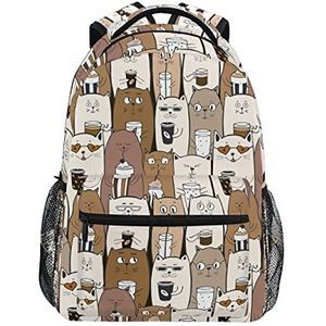 Bruin dier beer cartoon school rugzak voor meisjes jongens middelbare school stijlvol ontwerp student tassen boekentassen, Patroon, 11.5×8×16In