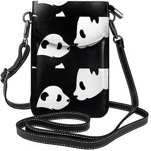 Panda Animal Leather Cross Body Flip Telefoon Tas Met Afneembare Schouderbanden, Gebruikt Voor Reizen, Dating, Vakantie Geschenken, Zwart, Eén maat
