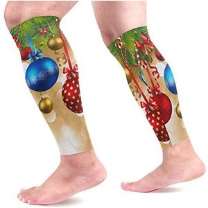 EZIOLY Kerstballen Sport Kalf Compressie Mouwen Been Compressie Sokken Kalf Guard voor hardlopen, Fietsen, Moederschap, Reizen, Verpleegkundigen