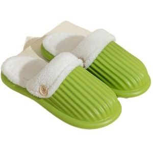 Dames Zomer Slippers Verwijderbare slippers vrouwen nieuwe ontwerp waterdichte schoenen winter hergebruik pluche binnenzool vrouwelijke vrije tijd thuis indoor slip op sandalen Sloffen (Color : Green