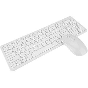 Draadloos Toetsenbord en Muis Combinatie - 2,4 GHz USB Volledige Grootte 108 Toetsen Met Zeer Gevoelige Draagbare Muis (wit)