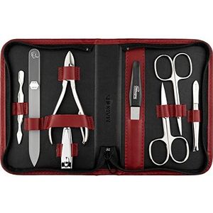 marQus Solingen manicureset met nagelknipper en glasvijl 8-delig - Nagelset in hoogwaardig leren etui - Complete set voor dames en heren
