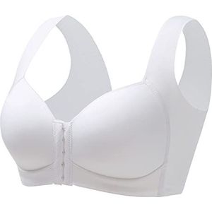 Zomer Dunne Voorsluiting Plus Maat Bh Voor Dames Draadloos Comfort Slaapbeha Terug Gladde Naadloze Vest Bralette (Color : White, Size : 48/110CDE)