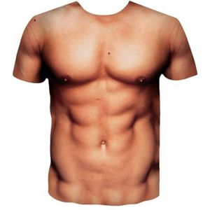 Ffnkrnfi Mannen 3D Printing Man T-Shirt Korte Mouwen Spier Man T-Shirt Mannen T-shirt Unisex Zomer Korte Tops, Donker Oranje, M