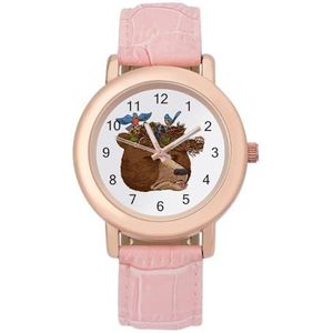 Bear Head Bird Roost Horloges Voor Vrouwen Mode Sport Horloge Vrouwen Lederen Horloge