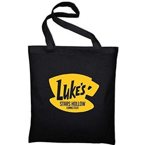 Styletex23 Luke's Stars Hollow Diner Cafe Logo Fan jute tas katoenen tas, zwart, Eén Maat