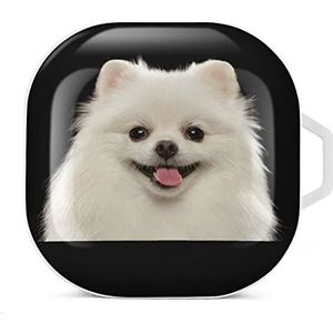 Wit Pommeren Oordopjes Hoesje Compatibel met Samsung Hard Shell Beschermhoes Wit-Stijl