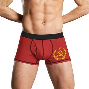 Sovjet-Unie CCCP USSR Embleem Rood Zacht Heren Ondergoed Comfortabele Ademend Fit Boxer Slips Shorts 2XL