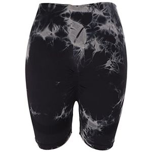 Naadloze Tie-dye Shorts Yogashorts Ademende Tie-dye Comfortabele Sneldrogende Zwarte Stretch Damesgymnastiek (S)