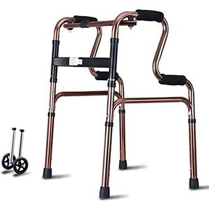 Heavy Duty opvouwbare rollators voor senioren en volwassenen, belasting 400 lbs - verstelbare wandelstok voor rechts- of linkshandige mannen of vrouwen, antiek messing (kleur: rollator met zitje)