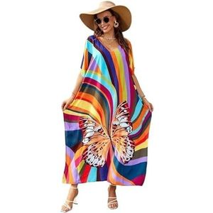 SkyjOy Cover Ups Voor Vrouwen Strandkleding Dameskleding Print Kaftan Jurken Lange Caftans Badpak Cover Up Casual Bikini Strandjurk Multicolor Badpak Cover Ups Voor Vrouwen (DN1171)