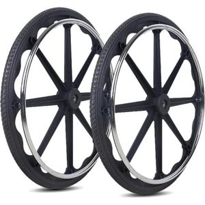 PP-Vic 24 -Inch Rolstoelwielset Vervanging (1 Paar), Universele Luchtloze Polyurethaanband, Achterwiel Met Armleuningen, Geschikt Voor Handmatige Rolstoelvervangingsonderdelen