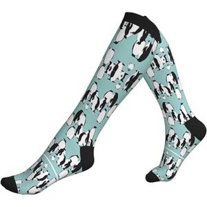 DEXNEL Leuke Pinguïns Compressie Sokken Voor Mannen Vrouwen 20-30 Mmhg Compressie Sokken Voor Sport Ondersteuning Sokken, Zwart, Eén Maat